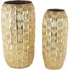 image:imageDeco 79 Metal Decorative Vase Indoor Outdoor Tall Floor Bottleneck Centerpiece Vases with Bubble Texture and Studs Set of 3 Flower Vases for Home Decoration 50 35 26H Dark BrownGold
