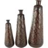 image:imageDeco 79 Metal Decorative Vase Indoor Outdoor Tall Floor Bottleneck Centerpiece Vases with Bubble Texture and Studs Set of 3 Flower Vases for Home Decoration 50 35 26H Dark BrownDark Brown