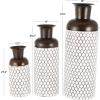 image:imageDeco 79 Metal Decorative Vase Indoor Outdoor Tall Floor Bottleneck Centerpiece Vases with Bubble Texture and Studs Set of 3 Flower Vases for Home Decoration 50 35 26H Dark BrownWhite