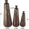image:imageDeco 79 Metal Decorative Vase Indoor Outdoor Tall Floor Bottleneck Centerpiece Vases with Bubble Texture and Studs Set of 3 Flower Vases for Home Decoration 50 35 26H Dark BrownDark Brown