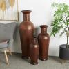 image:imageDeco 79 Metal Decorative Vase Indoor Outdoor Tall Floor Bottleneck Centerpiece Vases with Bubble Texture and Studs Set of 3 Flower Vases for Home Decoration 50 35 26H Dark BrownDark Brown