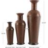 image:imageDeco 79 Metal Decorative Vase Indoor Outdoor Tall Floor Bottleneck Centerpiece Vases with Bubble Texture and Studs Set of 3 Flower Vases for Home Decoration 50 35 26H Dark BrownDark Brown