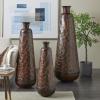 image:imageDeco 79 Metal Decorative Vase Indoor Outdoor Tall Floor Bottleneck Centerpiece Vases with Bubble Texture and Studs Set of 3 Flower Vases for Home Decoration 50 35 26H Dark BrownDark Brown