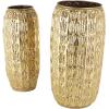 image:imageDeco 79 Metal Decorative Vase Indoor Outdoor Tall Floor Bottleneck Centerpiece Vases with Bubble Texture and Studs Set of 3 Flower Vases for Home Decoration 50 35 26H Dark BrownGold