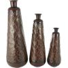 image:imageDeco 79 Metal Decorative Vase Indoor Outdoor Tall Floor Bottleneck Centerpiece Vases with Bubble Texture and Studs Set of 3 Flower Vases for Home Decoration 50 35 26H Dark BrownDark Brown