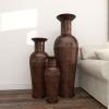 image:imageDeco 79 Metal Decorative Vase Indoor Outdoor Tall Floor Bottleneck Centerpiece Vases with Bubble Texture and Studs Set of 3 Flower Vases for Home Decoration 50 35 26H Dark BrownDark Brown