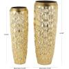 image:imageDeco 79 Metal Decorative Vase Indoor Outdoor Tall Floor Bottleneck Centerpiece Vases with Bubble Texture and Studs Set of 3 Flower Vases for Home Decoration 50 35 26H Dark BrownGold