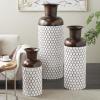 image:imageDeco 79 Metal Decorative Vase Indoor Outdoor Tall Floor Bottleneck Centerpiece Vases with Bubble Texture and Studs Set of 3 Flower Vases for Home Decoration 50 35 26H Dark BrownWhite