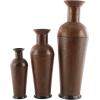 image:imageDeco 79 Metal Decorative Vase Indoor Outdoor Tall Floor Bottleneck Centerpiece Vases with Bubble Texture and Studs Set of 3 Flower Vases for Home Decoration 50 35 26H Dark BrownDark Brown