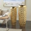 image:imageDeco 79 Metal Decorative Vase Indoor Outdoor Tall Floor Bottleneck Centerpiece Vases with Bubble Texture and Studs Set of 3 Flower Vases for Home Decoration 50 35 26H Dark BrownGold