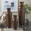 image:imageDeco 79 Metal Decorative Vase Indoor Outdoor Tall Floor Bottleneck Centerpiece Vases with Bubble Texture and Studs Set of 3 Flower Vases for Home Decoration 50 35 26H Dark BrownDark Brown