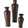 image:imageDeco 79 Metal Decorative Vase Indoor Outdoor Tall Floor Bottleneck Centerpiece Vases with Bubble Texture and Studs Set of 3 Flower Vases for Home Decoration 50 35 26H Dark BrownDark Brown