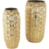 image:imageDeco 79 Metal Decorative Vase Indoor Outdoor Tall Floor Bottleneck Centerpiece Vases with Bubble Texture and Studs Set of 3 Flower Vases for Home Decoration 50 35 26H Dark BrownGold