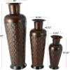 image:imageDeco 79 Metal Decorative Vase Indoor Outdoor Tall Floor Bottleneck Centerpiece Vases with Bubble Texture and Studs Set of 3 Flower Vases for Home Decoration 50 35 26H Dark BrownDark Brown