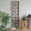 image:imageDeco 79 Metal Floral Home Wall Decor Wall Sculpture with Brown Frame Wall Art 15 x 1 x 50 Black