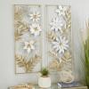 image:imageDeco 79 Metal Floral Home Wall Decor Wall Sculpture with Gold Frame Set of 2 Wall Art 14W 35H Gold