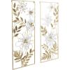 image:imageDeco 79 Metal Floral Home Wall Decor Wall Sculpture with Gold Frame Set of 2 Wall Art 14W 35H Gold