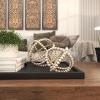 image:imageDeco 79 Metal Geometric Handmade Decorative Sculpture Beaded Home Decor Statues Set of 2 Accent Figurines 7 5H WhiteWhite