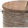image:imageDeco 79 Metal Side End Accent Table End Table with Brown Wood Top Side Table 16 x 16 x 20 Gray