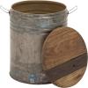 image:imageDeco 79 Metal Side End Accent Table End Table with Brown Wood Top Side Table 16 x 16 x 20 Gray