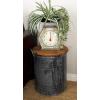 image:imageDeco 79 Metal Side End Accent Table End Table with Brown Wood Top Side Table 16 x 16 x 20 Gray
