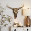 image:imageDeco 79 Polystone Cow Home Wall Decor Carved Skull Wall Sculpture Wall Art 28 x 7 x 30 Bronze
