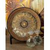image:imageDeco 79 Polystone Scroll Embossed Detail Charger with Stand 16 x 16 x 1 GoldGold
