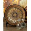 image:imageDeco 79 Polystone Scroll Embossed Detail Charger with Stand 16 x 16 x 1 GoldGold