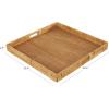 image:imageDeco 79 Rattan Handmade Living Room Decor Tray Woven Ottoman Tray with Slot Handles Serving Tray 23 x 22 x 3 BrownBrown