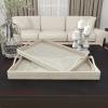 image:imageDeco 79 Rattan Handmade Living Room Decor Tray Woven Ottoman Tray with Slot Handles Serving Tray 23 x 22 x 3 BrownCream