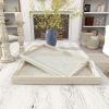 image:imageDeco 79 Rattan Handmade Living Room Decor Tray Woven Ottoman Tray with Slot Handles Serving Tray 23 x 22 x 3 BrownCream