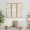 image:imageDeco 79 Wood Floral Home Wall Decor Intricately Carved Wall Sculpture with Mandala Design Set of 3 Wall Art 35 35 35H WhiteSet of 3 Wall Art 35  35  35H