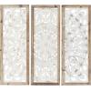 image:imageDeco 79 Wood Floral Home Wall Decor Intricately Carved Wall Sculpture with Mandala Design Set of 3 Wall Art 35 35 35H WhiteSet of 3 Wall Art 35  35  35H