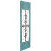 image:imageDeco 79 Wood Scroll Home Wall Decor Arabesque Wall Sculpture with Metal Fleur De Lis Relief Wall Art 14 x 1 x 47 TealTeal