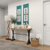 image:imageDeco 79 Wood Scroll Home Wall Decor Arabesque Wall Sculpture with Metal Fleur De Lis Relief Wall Art 14 x 1 x 47 TealTeal