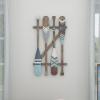 image:imageDeco 79 Wooden Paddle Home Wall Decor Novelty Canoe Oar Wall Sculpture with Arrow and Stripe Patterns Wall Art 6 x 1 x 41 Multi ColoredBrown