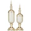 image:imageCosmoLiving by Cosmopolitan Metal Living Room Decorative Jars Decorative Container with Finial Lids Set of 2 Jar with Lid 22 19H Gold