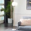image:imageCosmoLiving by Cosmopolitan Metal Room Floor Lamp Standing Tall Lamp with Round Ribbed Shade Tall Lamp 12 x 12 x 64 White