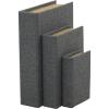 image:imageDeco 79 Linen Fabric Decorative Box Faux Storage Book Book Shaped Boxes with Faux Leather Detailing Set of 3 Decorative Keepsake Boxes 15 12 9H BrownLight Gray