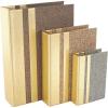 image:imageDeco 79 Linen Fabric Decorative Box Faux Storage Book Book Shaped Boxes with Faux Leather Detailing Set of 3 Decorative Keepsake Boxes 15 12 9H BrownMulti Colored