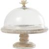 image:imageDeco 79 Mango Wood Decorative Cake Stand Cake Plate with Glass Dome Stand 12 x 12 x 12 CreamCream