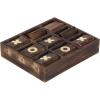 image:imageDeco 79 Mango Wood Tic Tac Toe Game Set with Gold Inlay 11 x 13 x 3 Dark Brown