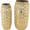 image:imageDeco 79 Metal Decorative Vase Indoor Outdoor Tall Floor Bottleneck Centerpiece Vases with Bubble Texture and Studs Set of 3 Flower Vases for Home Decoration 50 35 26H Dark BrownGold