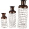 image:imageDeco 79 Metal Decorative Vase Indoor Outdoor Tall Floor Bottleneck Centerpiece Vases with Bubble Texture and Studs Set of 3 Flower Vases for Home Decoration 50 35 26H Dark BrownWhite