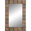 image:imageDeco 79 Metal Floral Room Wall Mirror Entryway Mirror with Embossed Metal Wall Mounted Mirror 24 x 2 x 36 Multi Colored