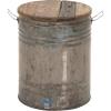 image:imageDeco 79 Metal Side End Accent Table End Table with Brown Wood Top Side Table 16 x 16 x 20 Gray