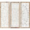 image:imageDeco 79 Wood Floral Home Wall Decor Intricately Carved Wall Sculpture with Mandala Design Set of 3 Wall Art 35 35 35H WhiteSet of 3 Wall Art 35  35  35H