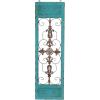 image:imageDeco 79 Wood Scroll Home Wall Decor Arabesque Wall Sculpture with Metal Fleur De Lis Relief Wall Art 14 x 1 x 47 TealTeal