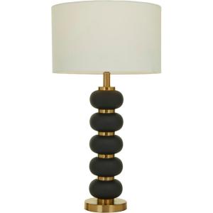image:imageCosmoLiving by Cosmopolitan Metal Room Table Lamp Orbs Style Base Accent Lamp with Drum Shade Lamp 15 x 15 x 28 WhiteBlack
