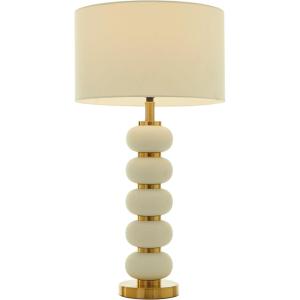 image:imageCosmoLiving by Cosmopolitan Metal Room Table Lamp Orbs Style Base Accent Lamp with Drum Shade Lamp 15 x 15 x 28 WhiteWhite